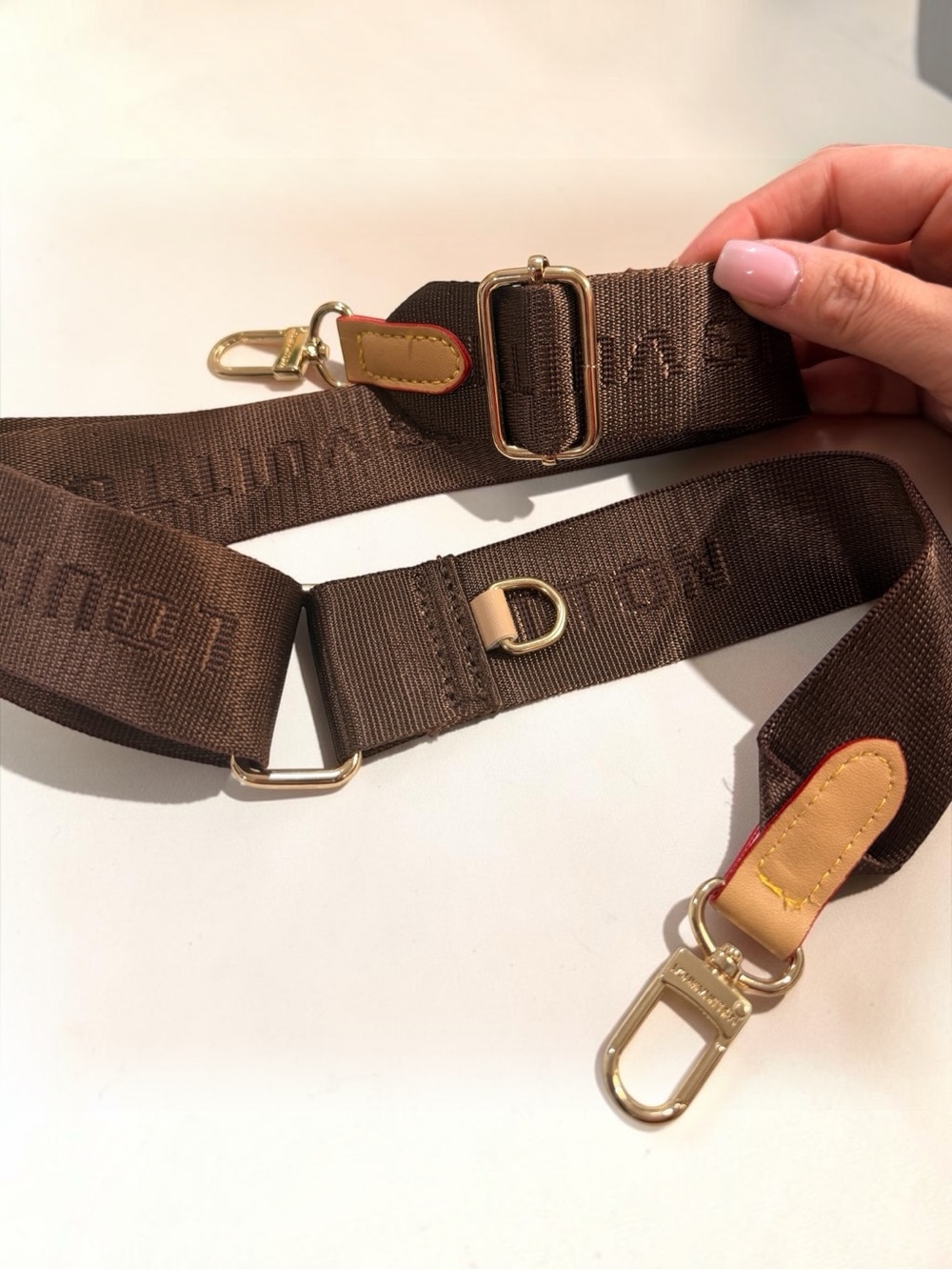 Brown Monogram Adjustable Crossbody Bag Strap | Gold Tone Hardware | New